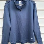 Nike  Blue Fitted Long Sleeve Polo Sweatshirt Photo 8