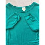 Chico's  Teal Green Ruched Side Tie Knit Sweater Top Classic Work Size 0 Small Photo 3