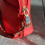Bebe Fabiola Dome Logo Satchel Crossbody Handbag, Ruby Red Orange Excellent Photo 8