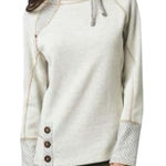 prAna  The Lucia Wool Women's Natural Cream Sweater Button Accents Size M Photo 0