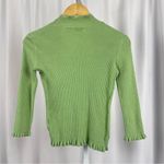 Energie  Vintage Y2K Ramie Medium Ribbed Ruffle Cardigan Lime Green Boho Retro Photo 1