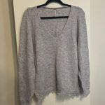 Free People Wool Blend Irresistible Fringe Trim Oversized Grey Sweater Size XS Photo 1