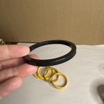 Vtg Bakelite Bangle Bracelets Craved Yellow Green TESTED‎ MCM Retro Spacer Corn Photo 2