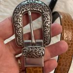 Coldwater Creek  Tan  Croc-Embossed Belt with Silver Buckle size 34 BNWOT Photo 1