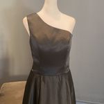 Women’s Black One Shoulder Satin Full Length Prom Party Dress Corset Back Size 2 Photo 1