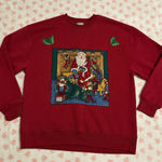 Vintage Christmas sweater crewneck size large Red Photo 0