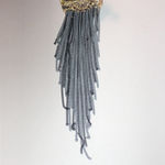 Gold Tone Faux Pearl Mixed Metal Dangling Chain Boho Brooch Shoulder Pin Black Photo 4