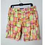 Cape Madras Bermuda Shorts Womens 12 Madras Plaid Patchwork Preppy Golf Casual Pink Photo 0
