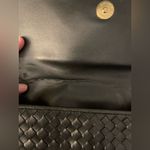 Vintage Ganson Y2K 90s Charcoal Woven Leather Handbag Crossbody Dark Gray Black Photo 7