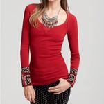 Free People Hyperactive Hippie Cuff Waffle Thermal Red Long Sleeve Shirt Medium Photo 2