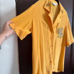 90s Vintage BLUE ICE Silk Western Embroidered Beaded Short Sleeve blouse Size 12 Yellow Photo 2