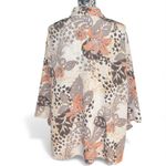 Allison Daley  3/4 Sleeve Leopard Floral Leaf Print Textured Button Down Blouse Photo 3