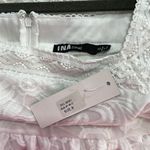 INA NWT White Ruffle/Short Sleeve Scoop Neck Midi Lace Drop Waist Dress Sz Small Photo 9