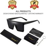 Square Oversized Sunglasses for Women Men Fashion Flat Top Big Black Frame Shades Dollger Photo 6