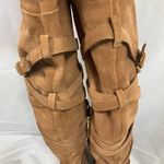 Sam Edelman Sam Edelman Tan Suede OTK Boots 7 Leather Heel Wrap Strap Tall Zip Buckle Photo 6