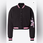 Nasty Gal  Cherry Blossom Embroidered Black Bomber Jacket Photo 5