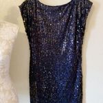 Laundry by Design Black and Blue Sequin Formal Shift Dress Photo 6