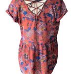 Torrid XHILARATION Boho Floral Lace Up Back Babydoll Smocked Top Blouse ~ Women's XL Photo 2