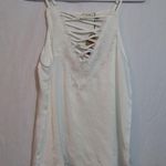 Lily Clothing Contrast White Lace Crisscross Front Sheen Tank Top Size L Size L Photo 0