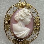 Victorian cameo brooch 10K gold left facing Photo 0