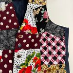 Vintage 80s Union Made Funky Vest Gingham Polka Dots Strawberries Patchwork Red Size M Photo 2