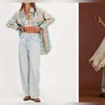 Free People NWT  We the Free Wonderland Fog Jacquard Shirt - blue combo - small Photo 4