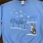 Blue Cat Crewneck Sweatshirt Size L Photo 1