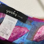 Yushi Blue Tunic Top Womens Small Abstract Multicolor Art to Wear Colorful Fun Purple Size M Photo 7