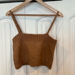 Hazel Moon Brown Embroidered Sweater Knit Crop Top‎ Size XL Tan Photo 1