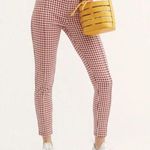 Free People Carnaby Red White Gingham Skinny High Rise Knit Pants 0 Photo 0