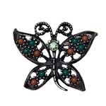 1980 Sarah Cov Butterfly Brooch Pin Costume Designer Jewelry Peach Green Vintage Gold Photo 1