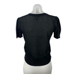 Muse Women's Black Crochet Knit Crewneck Short Puff Sleeve Crop Sweater Top S/P Photo 1