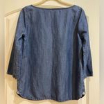 J. Crew denim pullover top. 80% Lyocell 20% Linen. Size 10 Photo 1