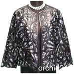 Cache Laser Cut Leather Lace Swing Jacket Top New Peek A Boo Black White $398 Photo 5