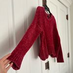 Cynthia Rowley Cozy Chenille Scallop Red Sweater • Size M Photo 3