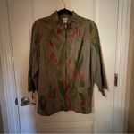 Chico's Green and Red Utility Jacket with Artistic Design size 12 chico sz 2 Photo 1