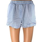 Aritzia Wilfred Blue White Striped Elastic Waist Casual Lounge Sweat Shorts Sz S Photo 0