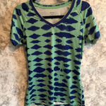 Nike  Pro Women's Large Compression‎ V-Neck Tee Green Blue Dri-FIT Photo 0