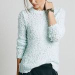 Free People • September Song pullover sweater Polar Bear fuzzy mint green aqua Photo 0