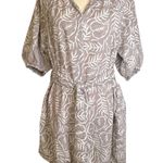 Bu Tiki Maui Noelani Anthurium Short Tunic Dress Tie Belt Brown White M/L Cotton Size undefined Photo 1