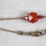 Gold Chain Layered Necklace with Purple and Orange Beads Photo 2