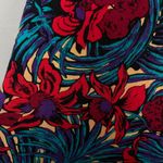 Vintage Skirt Tropical Floral Elastic Waistband Blue Red Eclectic Maximalist 80s Pink Size M Photo 7
