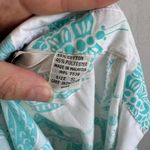 Diane Von Furstenberg  White Teal Bird Print Button Down Blouse Womens S Sheer Photo 9