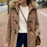 Cole Haan  Women's Tan Coat with Faux Fur Hood Photo 0