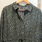 CHEETAH Print Dress Green Black Sz L Rayon Edgy Rock Animal Print Cinch Waist Size L Photo 1