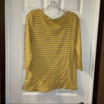 Time & Tru  Mustard Yellow Striped 3/4 Sleeve Knit Top L Photo 7