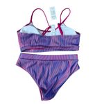 Cupshe  Purple Pink Stripe High Waisted Bikini Set Top Bottom Size L Photo 8