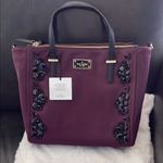 Kate Spade Wilson Road Deep Plum ALYSSE Nylon Bedazzled Crossbody Tote Bag 2 way Photo 0