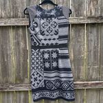 Desigual  Printed Black Gray Bodycon‎ Dress Medium Photo 6