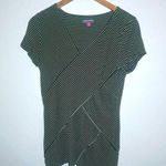 Vince Camuto L Short Sleeved Cross Over Bandage Top Striped Black Olive Photo 0